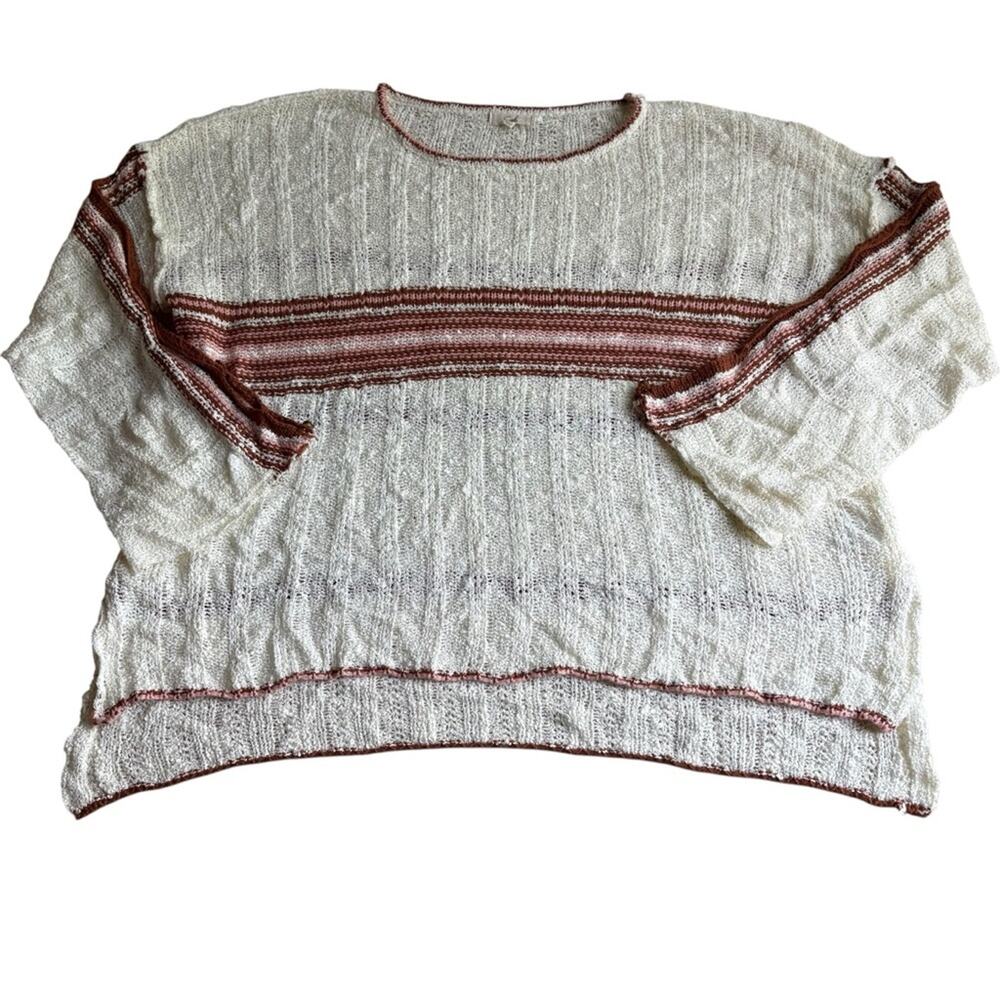 Easel Cream and Brown Striped Women's Sweater